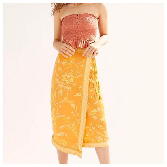 NEW FREE PEOPLE YASMIN BORDER MIDI SKIRT 8 10 - Picture 3 of 5